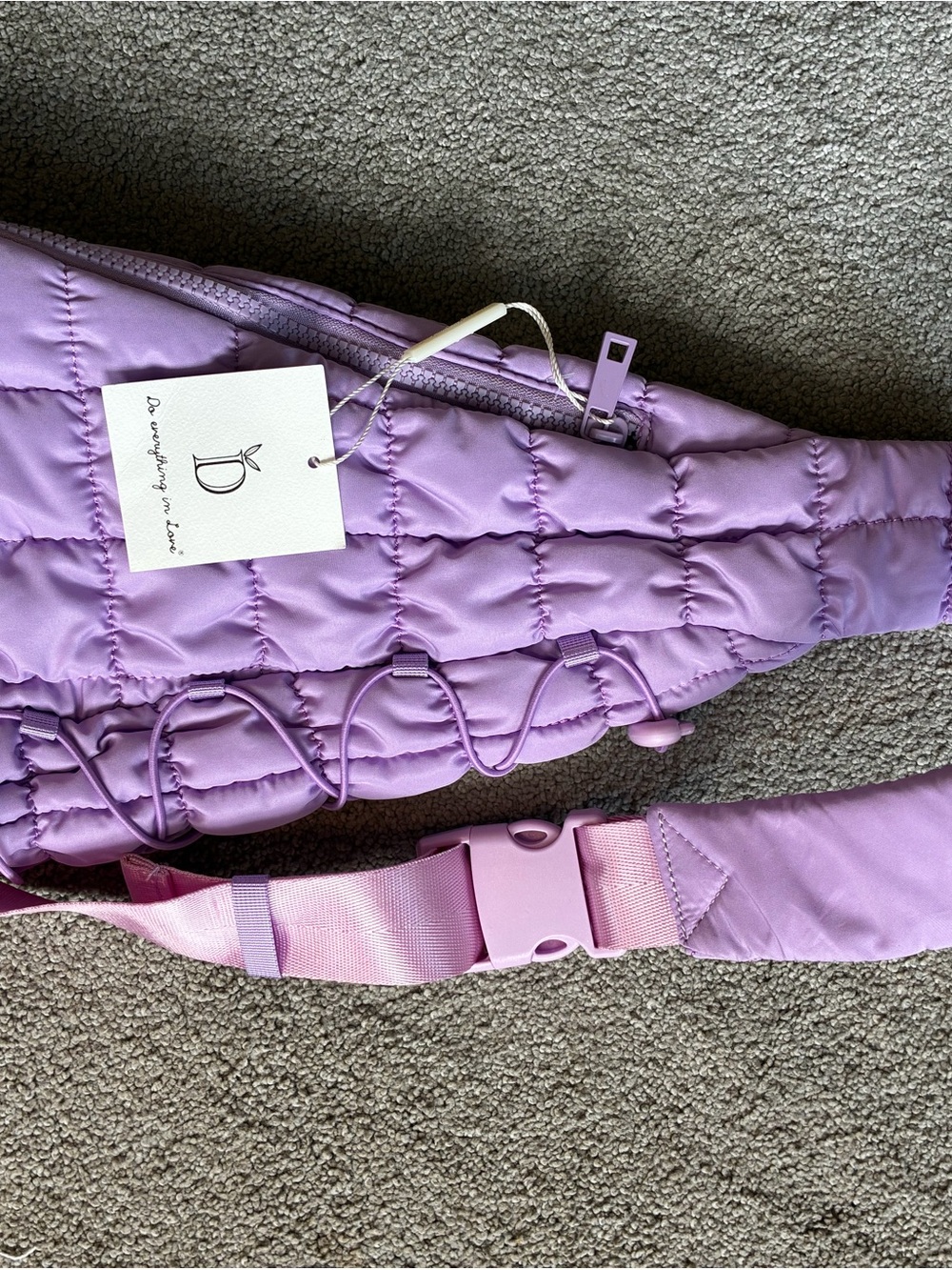 Do everything in love Lavender Quilted Puffer crossbody sling purse